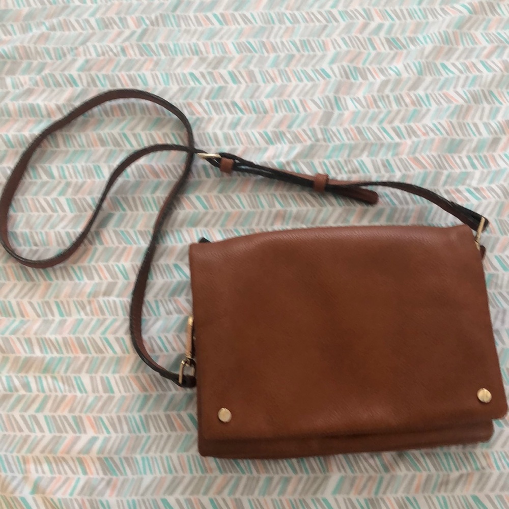 Brown leather crossbody purse